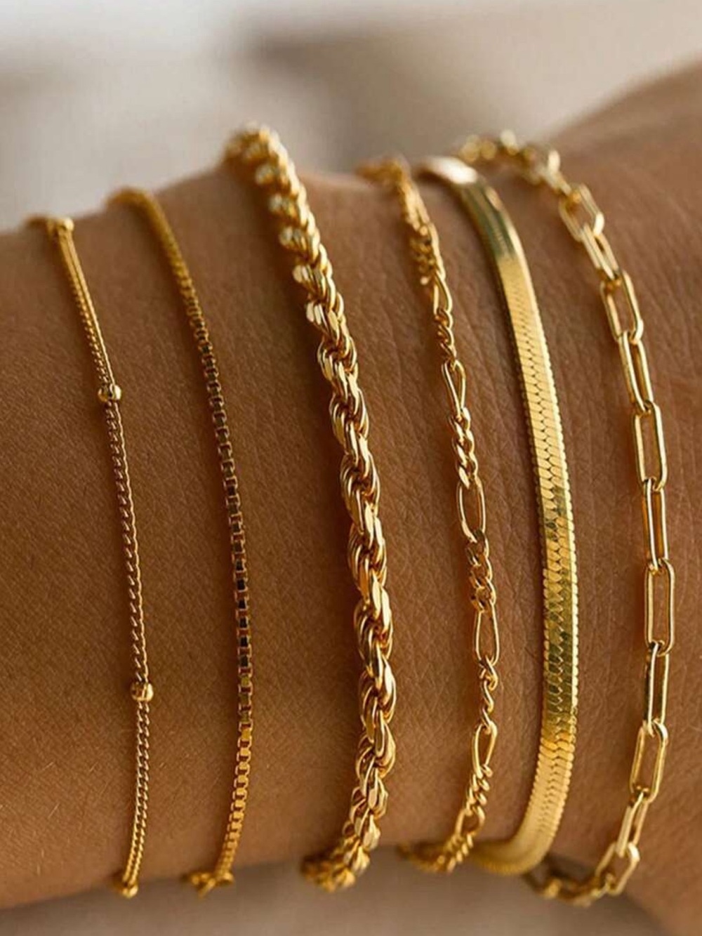 Gold Multi-Chain Bracelet Set